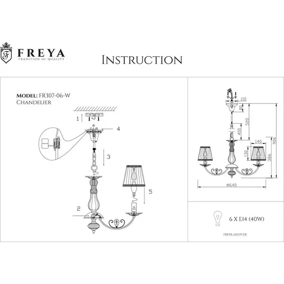 Подвесная люстра Freya Bianchi FR2307-PL-06-WG, изображение 2