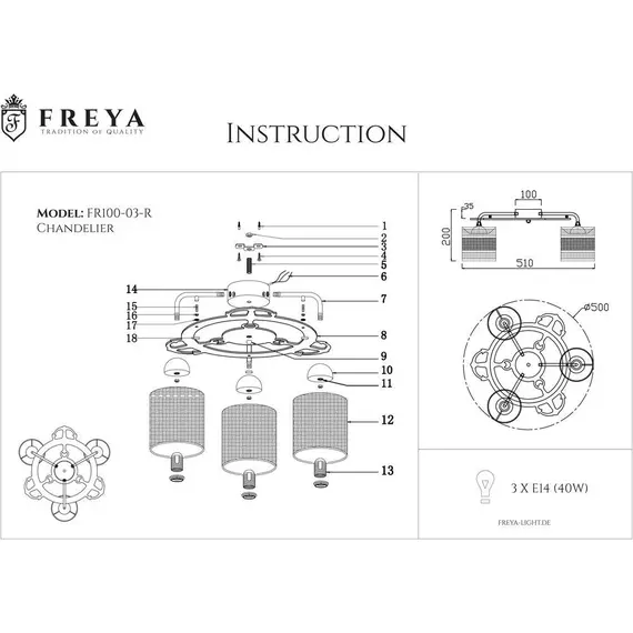 Потолочная люстра Freya Timone FR5100-CL-03-BR, изображение 2