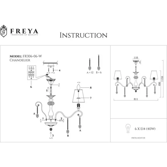 Подвесная люстра Freya Adelaide FR2306-PL-06-W, изображение 2