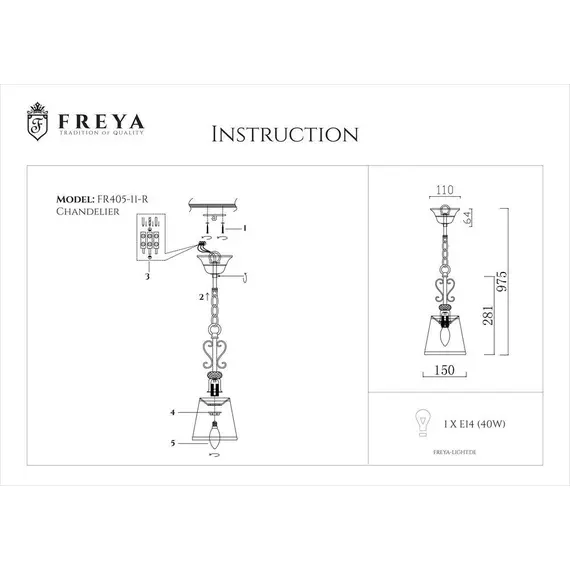 Подвесной светильник Freya Driana FR2405-PL-01-BZ, изображение 2