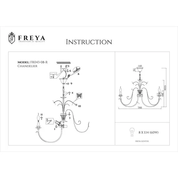 Подвесная люстра Freya Farfalla FR3043-PL-08-BG, изображение 2