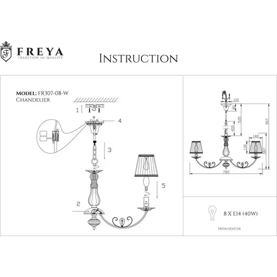 Подвесная люстра Freya Bianchi FR2307-PL-08-WG, изображение 2