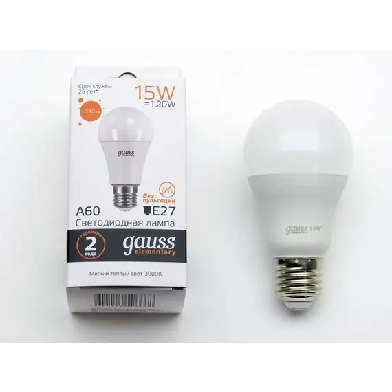 Лампа светодиодная E27 15W 3000K матовая 23215, изображение 2