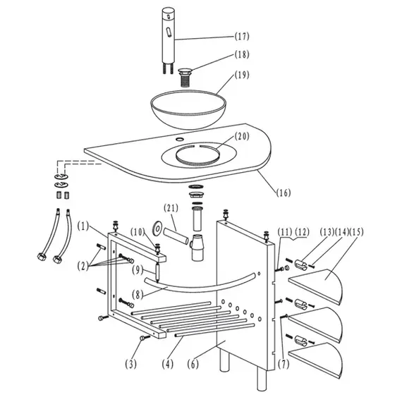 Стеклянная раковина Ledeme L108-29 110 см коричневая, изображение 2