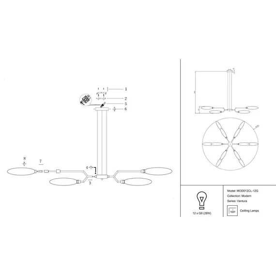 Подвесная люстра Maytoni Ventura MOD012CL-12G, изображение 2
