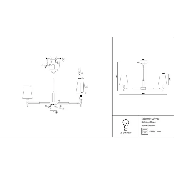 Подвесная люстра Maytoni Zaragoza H001CL-07BS, изображение 2