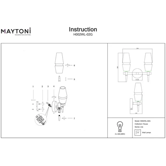 Бра Maytoni Lita H002WL-02G, изображение 2