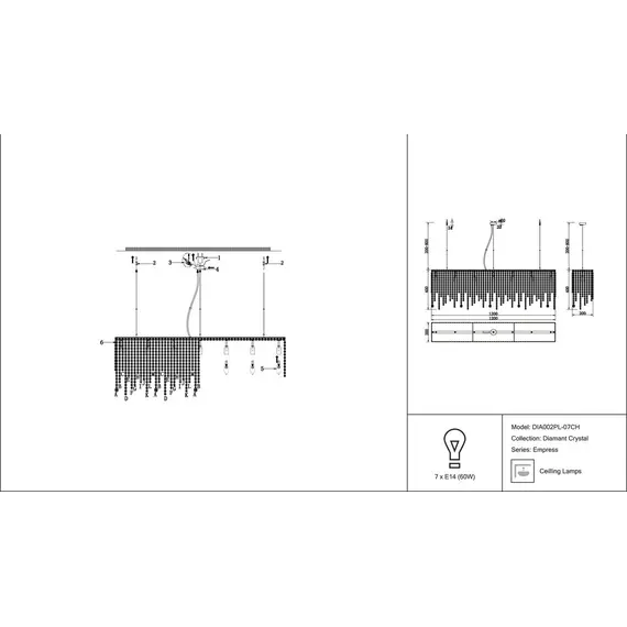 Подвесная люстра Maytoni Empress DIA002PL-07CH, изображение 2