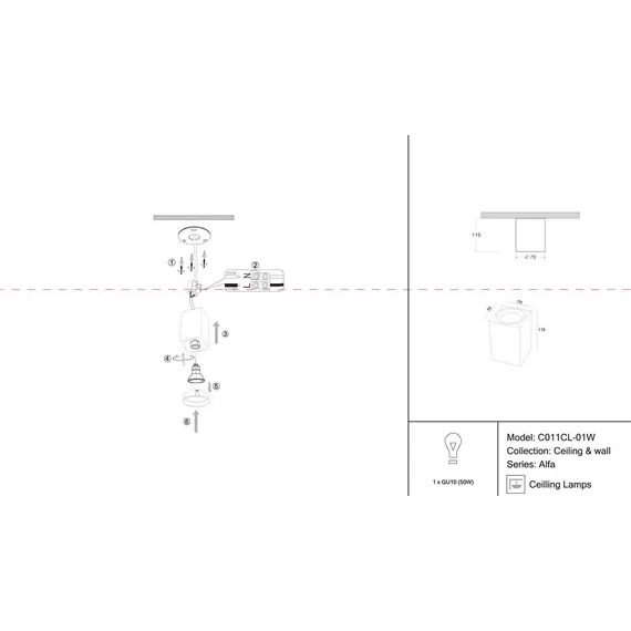 Потолочный светильник Maytoni Alfa C011CL-01W, изображение 2