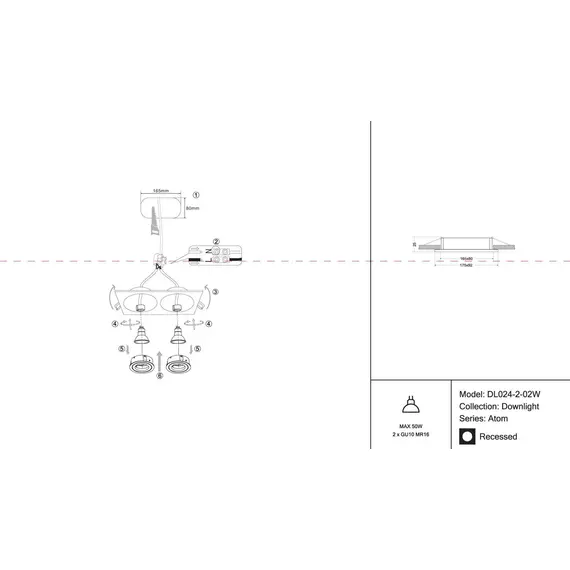 Встраиваемый светильник Maytoni Atom DL024-2-02W, изображение 2