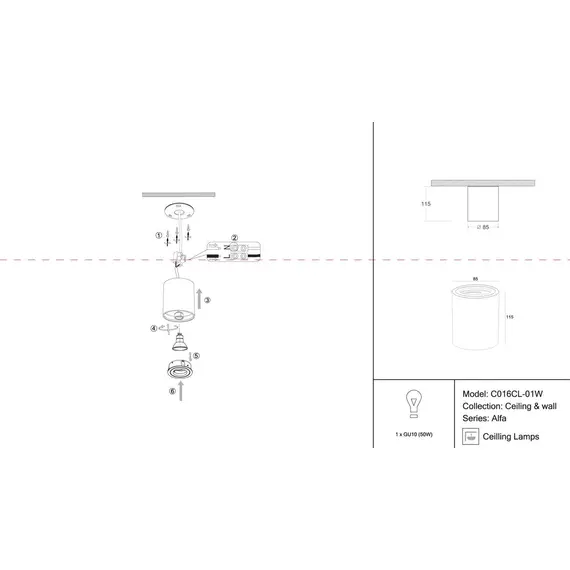 Потолочный светильник Maytoni Alfa C016CL-01W, изображение 2