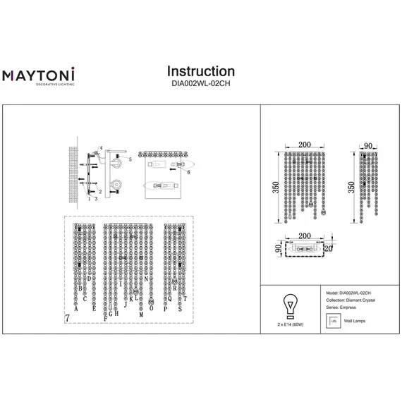Настенный светильник Maytoni Empress DIA002WL-02CH, изображение 2