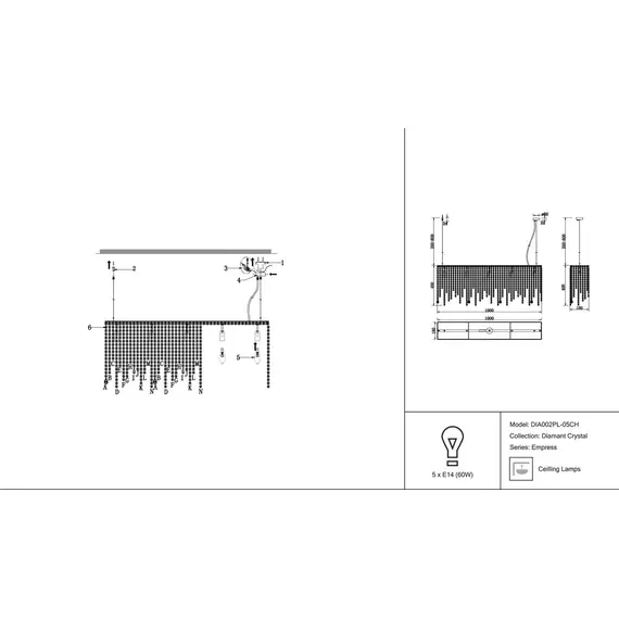 Подвесная люстра Maytoni Empress DIA002PL-05CH, изображение 2