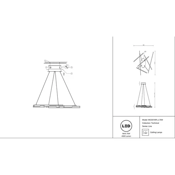 Подвесной светодиодный светильник Maytoni Line MOD016PL-L75W, изображение 2