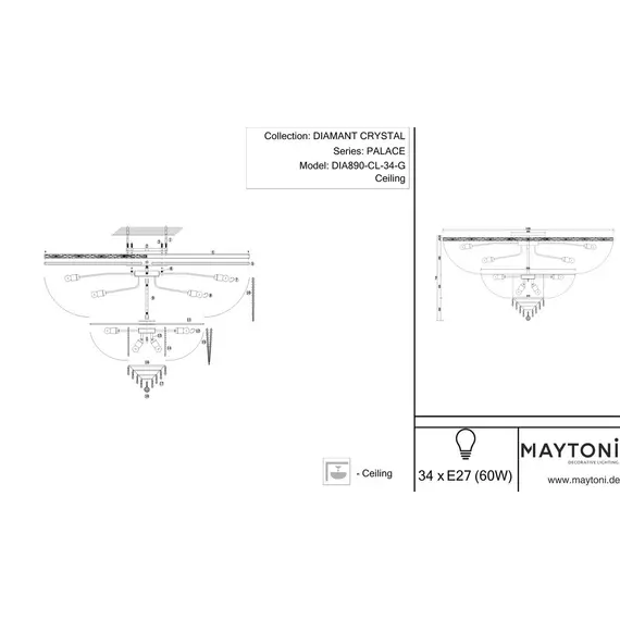 Потолочная люстра Maytoni Palace DIA890-CL-34-G, изображение 2