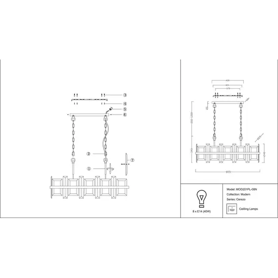Подвесная люстра Maytoni Cerezo MOD201PL-08N, изображение 2