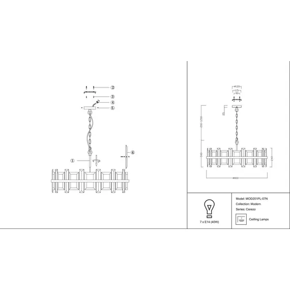 Подвесная люстра Maytoni Cerezo MOD201PL-07N, изображение 2 Подвесная люстра Maytoni Cerezo MOD201PL-07N, изображение 2