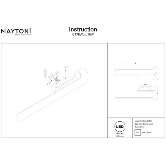 Бра Maytoni Berni C178WL-L18W, изображение 2