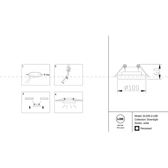 Встраиваемый светодиодный светильник Maytoni Joliet DL035-2-L6B, изображение 2
