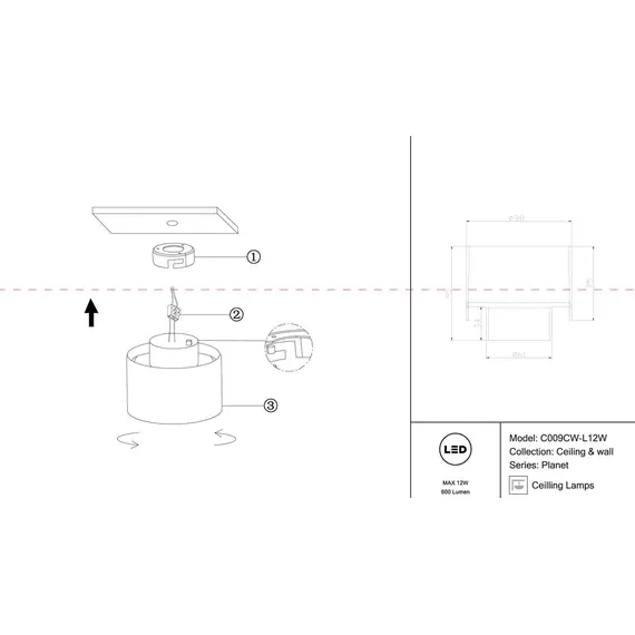 Потолочный светодиодный светильник Maytoni Planet C009CW-L12W, изображение 2