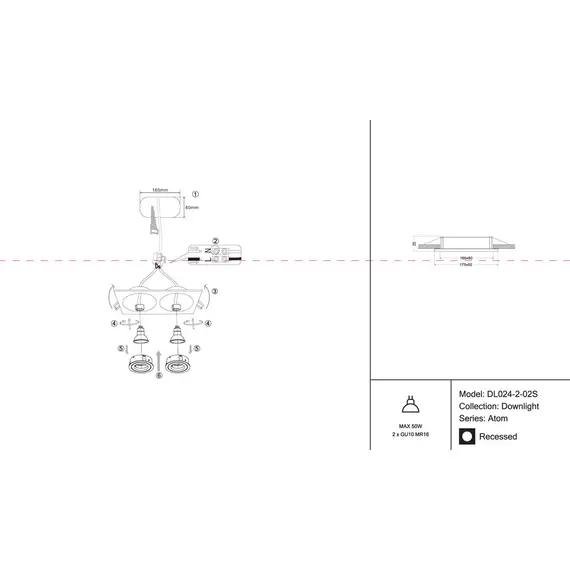 Встраиваемый светильник Maytoni Atom DL024-2-02S, изображение 2