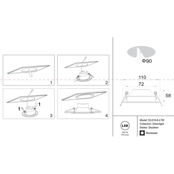 Встраиваемый светодиодный светильник Maytoni Stockton DL015-6-L7W, изображение 2