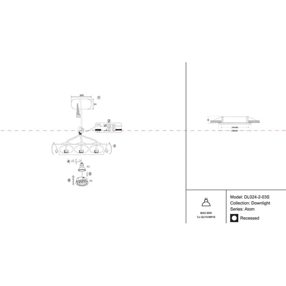 Встраиваемый светильник Maytoni Atom DL024-2-03S, изображение 2