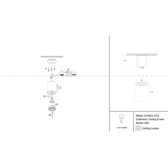 Потолочный светильник Maytoni Alfa C016CL-01S, изображение 2