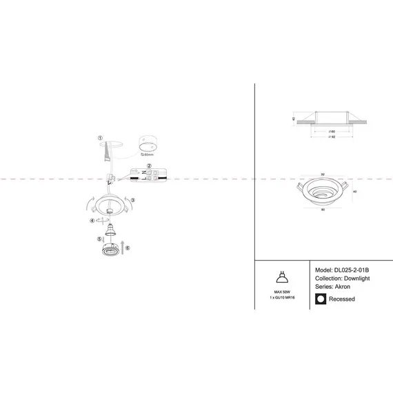 Встраиваемый светильник Maytoni Akron DL025-2-01B, изображение 2
