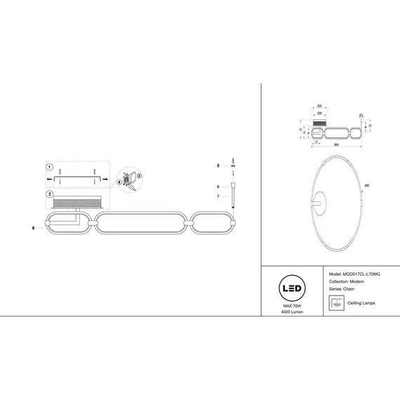 Потолочный светодиодный светильник Maytoni Chain MOD017CL-L70MG, изображение 2