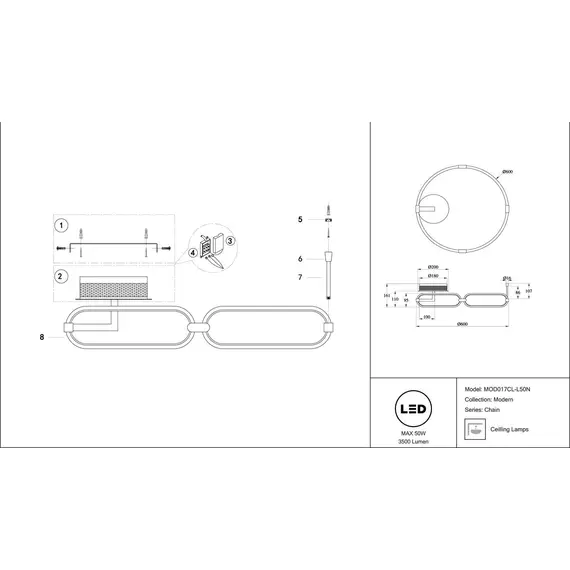 Потолочный светодиодный светильник Maytoni Chain MOD017CL-L50N, изображение 2