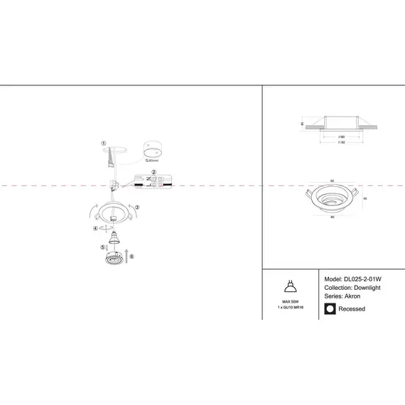Встраиваемый светильник Maytoni Akron DL025-2-01W, изображение 2