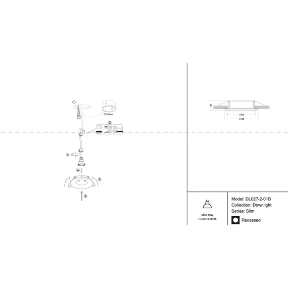 Встраиваемый светильник Maytoni Slim DL027-2-01B, изображение 2