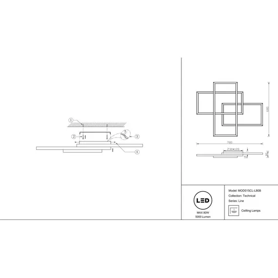 Потолочный светодиодный светильник Maytoni Line MOD015CL-L80B, изображение 2