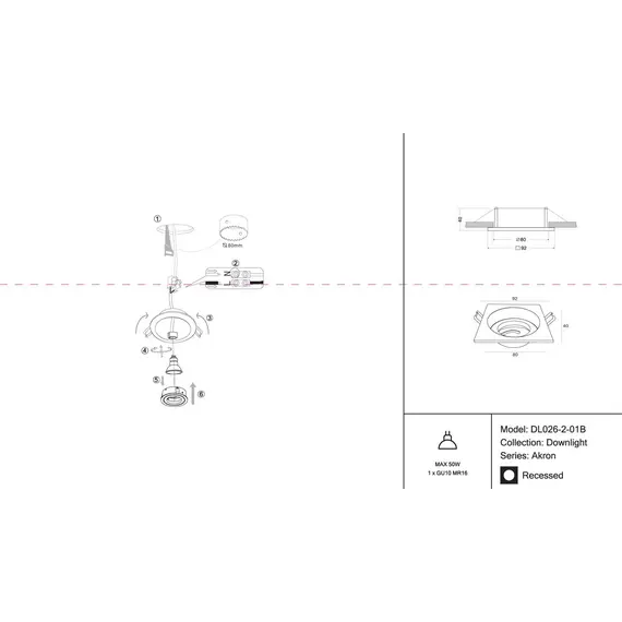 Встраиваемый светильник Maytoni Akron DL026-2-01B, изображение 2