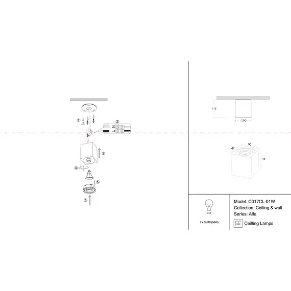 Потолочный светильник Maytoni Alfa C017CL-01W, изображение 2