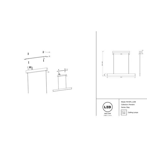 Подвесной светодиодный светильник Maytoni Step P010PL-L23B, изображение 2