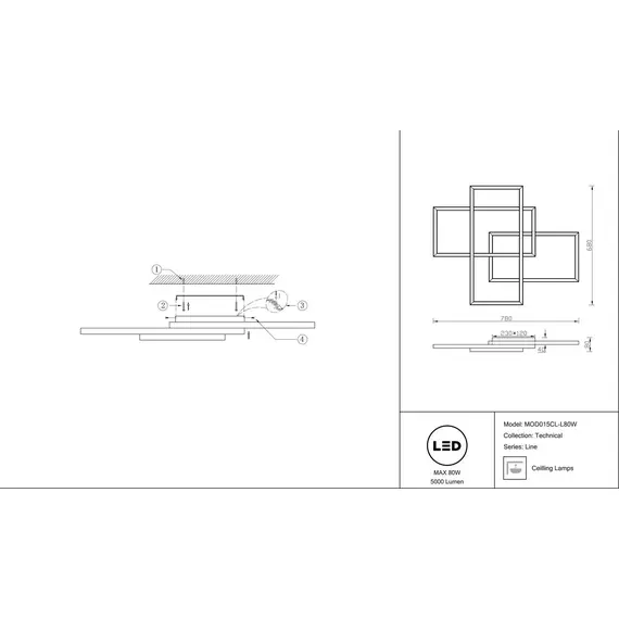 Потолочный светодиодный светильник Maytoni Line MOD015CL-L80W, изображение 2