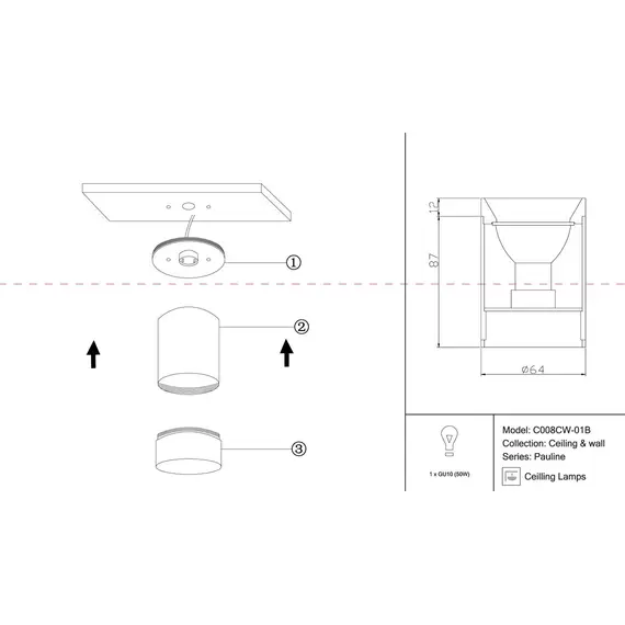 Потолочный светильник Maytoni Pauline C008CW-01B, изображение 2