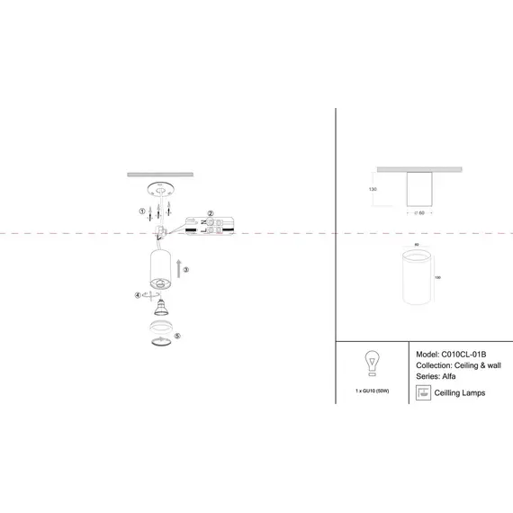 Потолочный светильник Maytoni Alfa C010CL-01B, изображение 2