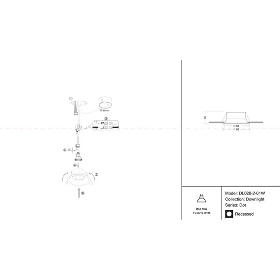 Встраиваемый светильник Maytoni Dot DL028-2-01W, изображение 2