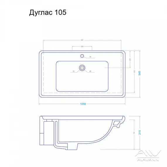 Тумба с раковиной Alavann Berta 105 см белая, изображение 7