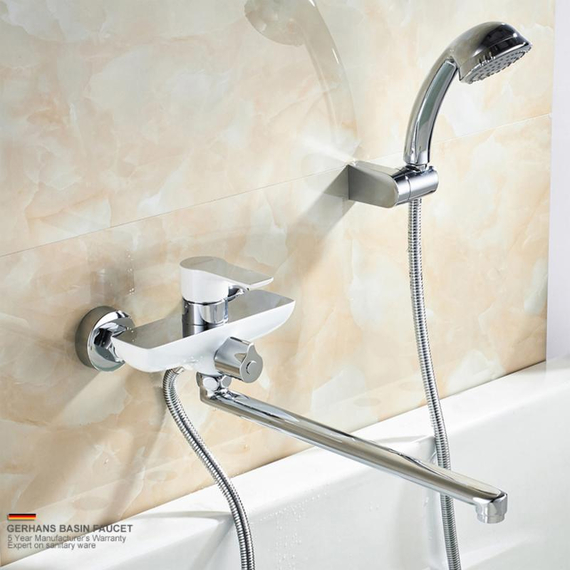 Смеситель для ванны Gerhans K15W K13115W белый/хром