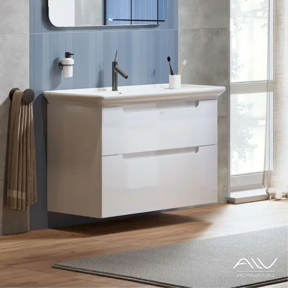 Тумба с раковиной Alavann Berta 105 см белая, изображение 3