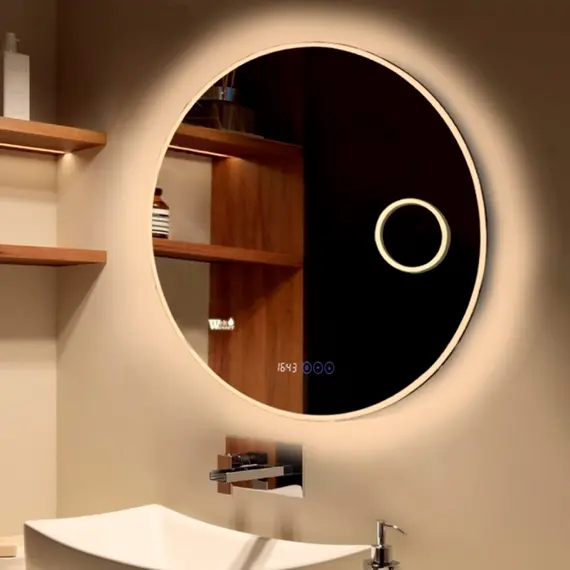 Зеркало с подсветкой и подогревом WeltWasser Aurel 60 см с часами, Типоразмер: 60 см