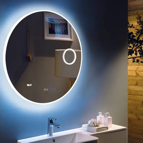 Зеркало с подсветкой и подогревом WeltWasser Aurel 80 см с часами, Типоразмер: 80 см