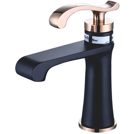 Смеситель для раковины Gerhans K26B K11026B черный/розовое золото