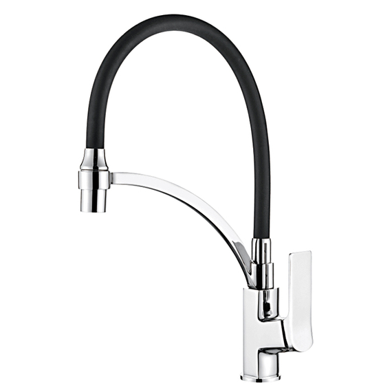 Смеситель для кухни с гибким изливом Ledeme H75 L4075-2 черный/хром