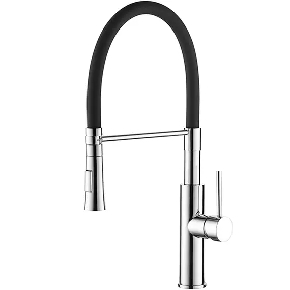 Смеситель для кухни с гибким изливом с душем Ledeme L4097-2 черный/хром