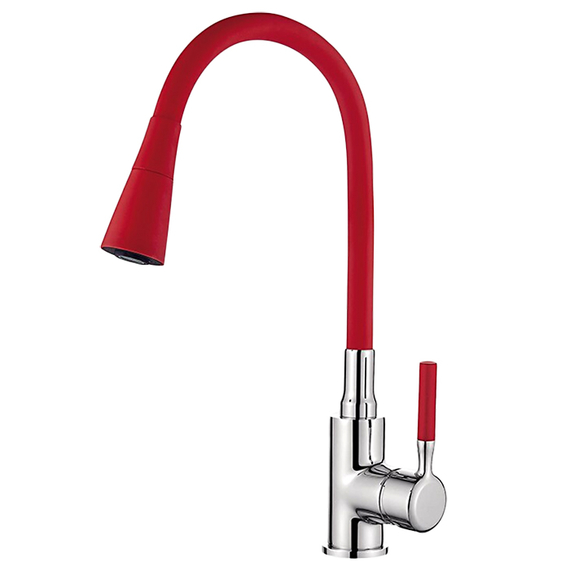 Смеситель для кухни с гибким изливом с душем Ledeme Rainbow L4199-1 хром